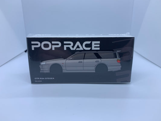 Pop Race - Nissan Stagea With R34 Skyline GT-R Front End - Silver
