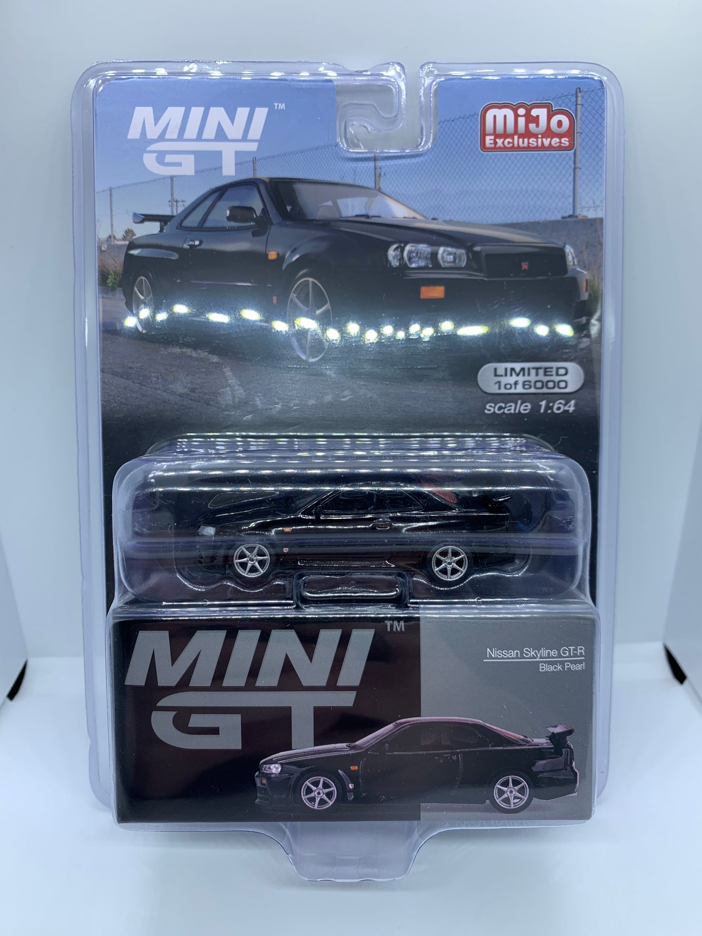 MINI GT - Nissan Skyline R34 GT-R Black Pearl - Display Blister Packaging