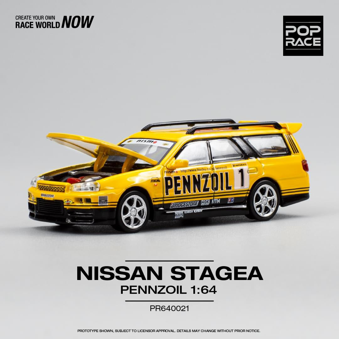 Pop Race - Nissan Stagea With R34 Skyline GT-R Front End - Penzoil