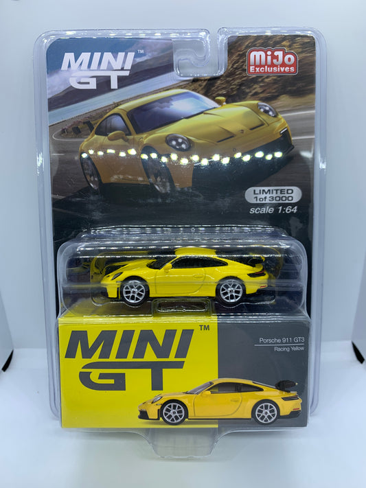 MINI GT - Porsche 911 GT3 Racing Yellow - Display Blister Packaging