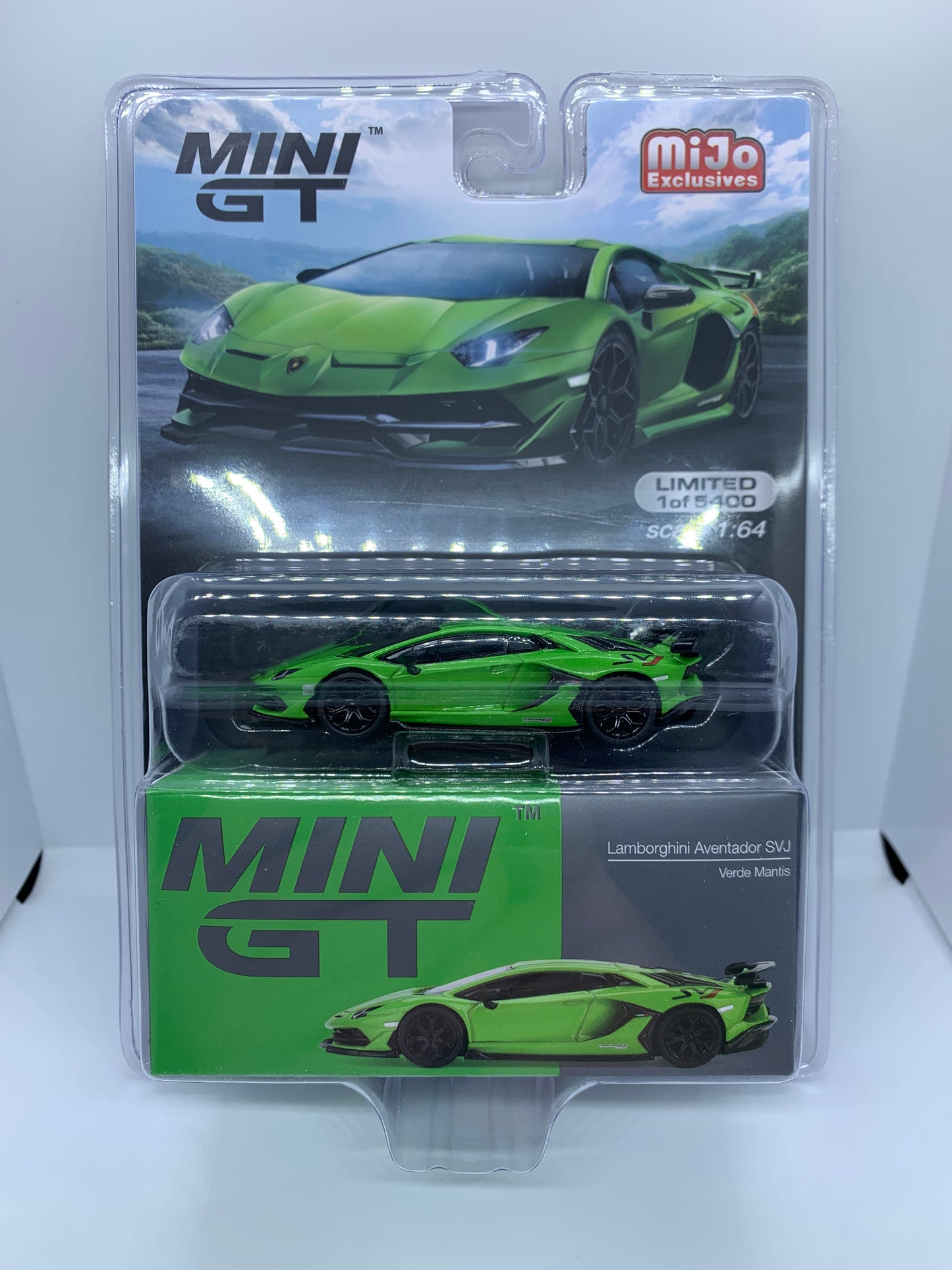 MINI GT - Lamborghini Aventador SVJ Verde Mantis - Display Packaging