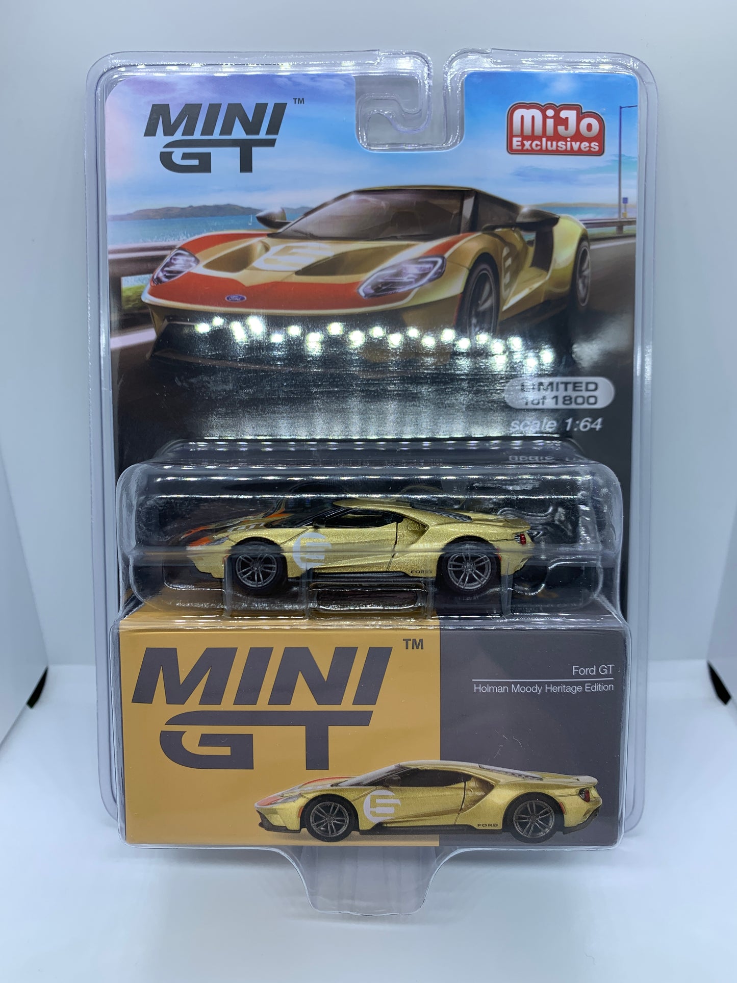 MINI GT - Ford GT Holman Moody Hertitage Edition Gold - Display Blister Packaging