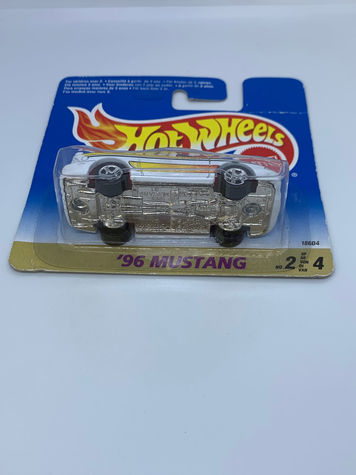 Hot Wheels EUROPEAN CARD - '96 Ford Mustang White/Gold