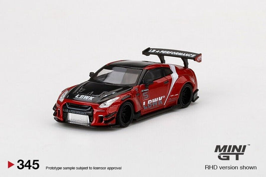 MINI GT - LB WORKS Nissan GT-R R35 Type 2 Rear Wing ver 3 Red (RHD)